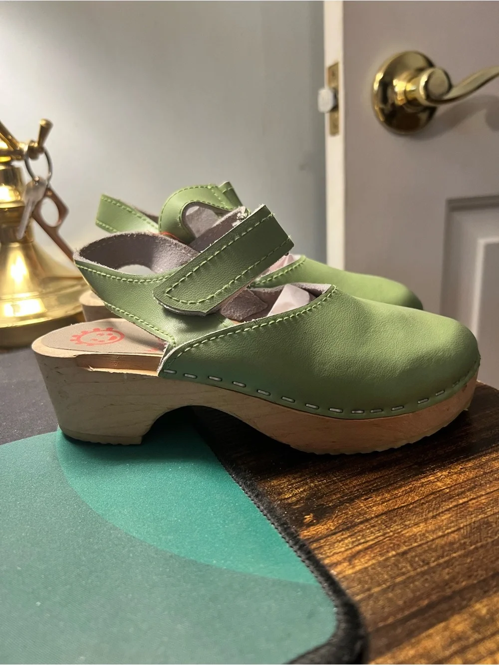 Hanna Andersson Lime Green Leather Mary Jane Moccasins